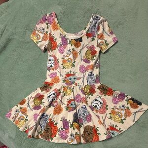 Wild Rich Kids Floral Star Wars Twirl Dress EUC Size 13/14